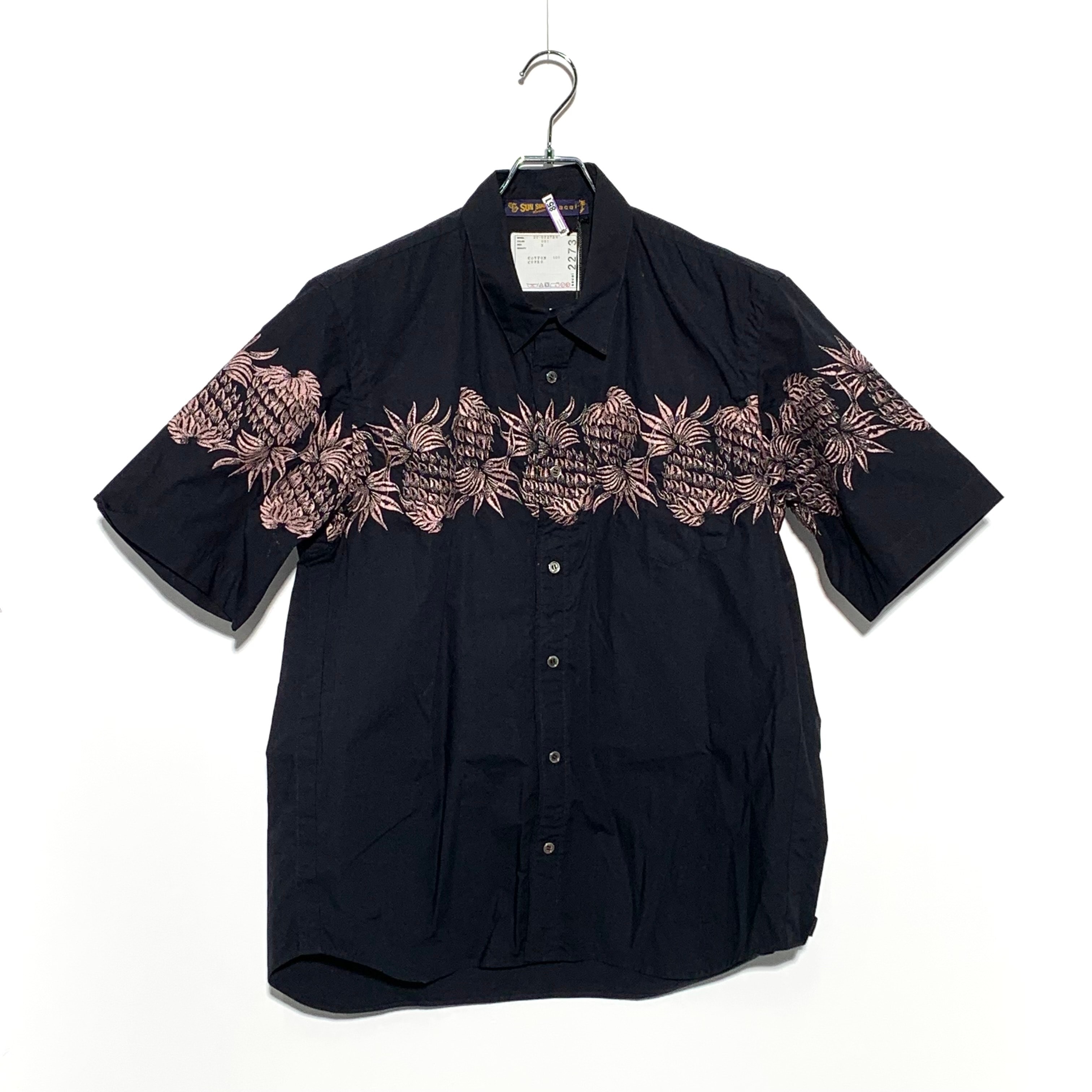 Sacai SUN SURF pineapple embroidery Aloha shirt Black