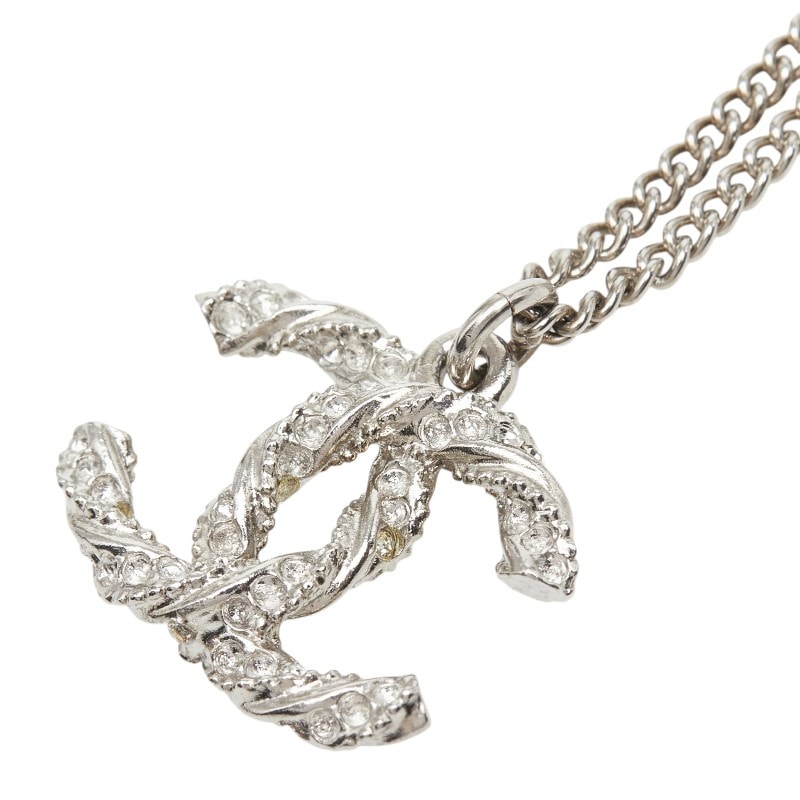 シャネル ココマーク ネックレス シルバー メタル ラインストーン レディース CHANEL 【中古】