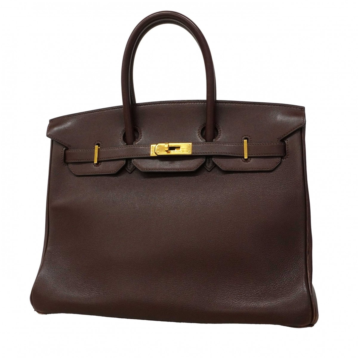 【6db1568】エルメス ハンドバッグ バーキン35 ヴォーガリバー ブラウン ゴールド金具 ○Z刻印【中古】レディース