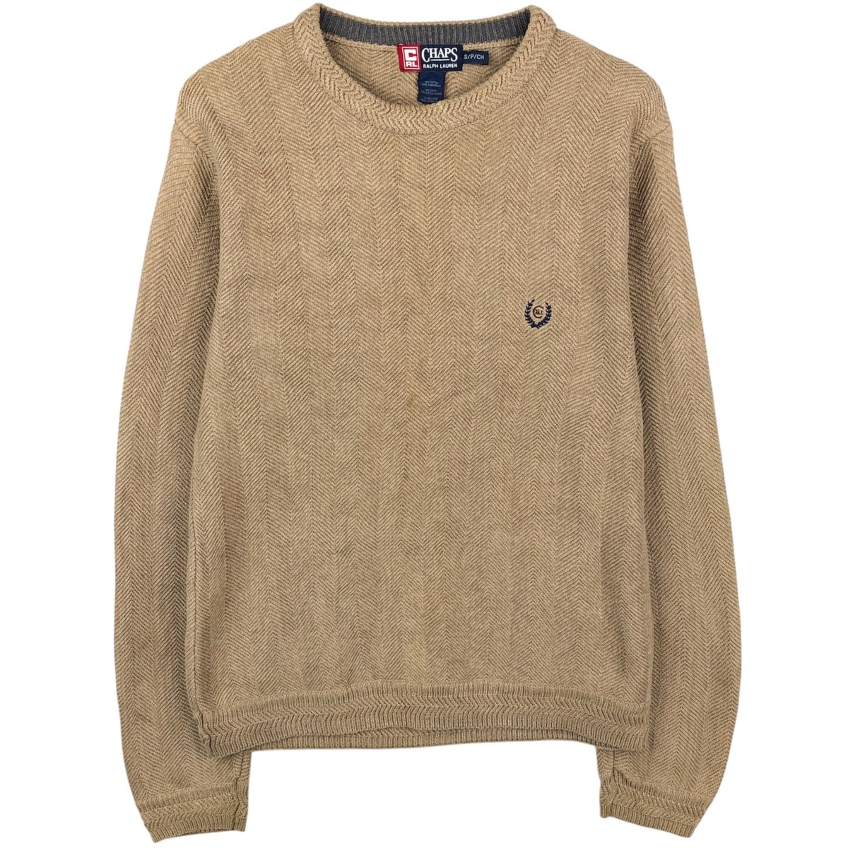 古着 ラルフローレン Ralph Lauren CHAPS チャップス ヘリンボーン コットンニットセーター メンズS相当/eaa654447