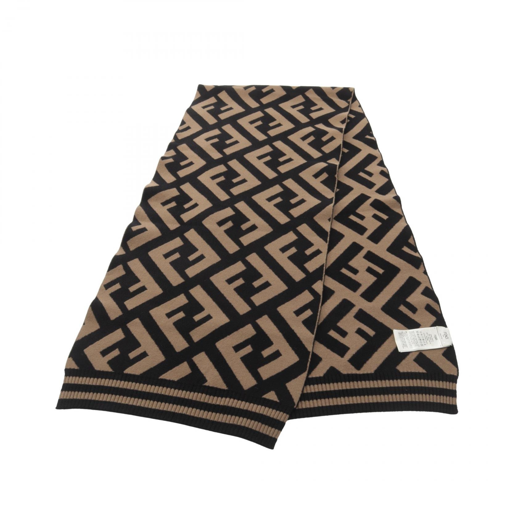 フェンディ FENDI ズッカ マフラー 衣料品 ウール レーヨン レディース ブラウン系 / ブラック系 【中古】