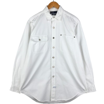 古着 ラルフローレン Ralph Lauren POLO by Ralph Lauren 長袖 ホワイトデニムシャツ メンズM相当/eaa590706
