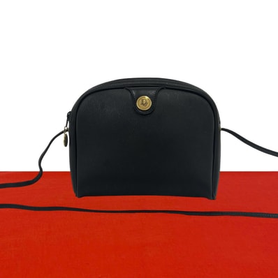 Christian Dior ディオール ロゴ 金具 ハニカム 柄 レザー ショルダーバッグ ブラック
27479