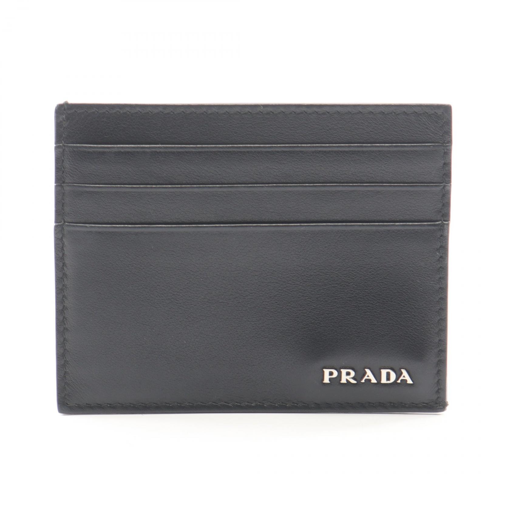 プラダ PRADA カードケース アクセサリー レザー メンズ ブラック系 2M1223 【中古】