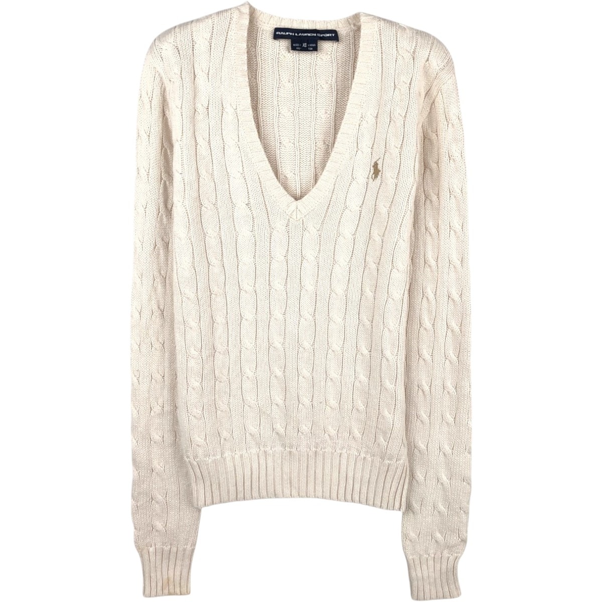 古着 ラルフローレン Ralph Lauren RALPH LAUREN SPORT ケーブル編み Vネック コットンニットセーター レディースXS相当/eaa679861