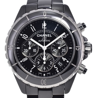 シャネル CHANEL H0940 J12 セラミック クロノグラフ ブラック 自動巻き メンズ 良品 腕時計 N#147712