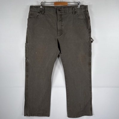 古着 ディッキーズ Dickies ワークパンツ ダック ペインターパンツ ワンポイントロゴ 大きいサイズ w40 L30 カーキ系 メンズ