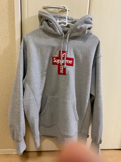 Supreme Cross Box Logo Hooded Sweatshirt "Grey"