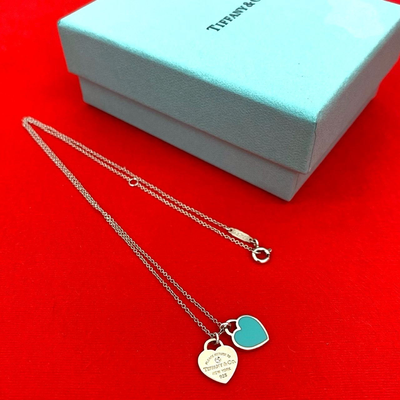 TIFFANY&Co. ティファニー リターントゥ ティファニー ブルー ダブル ハート シルバー925 ネックレス シルバー
 88086