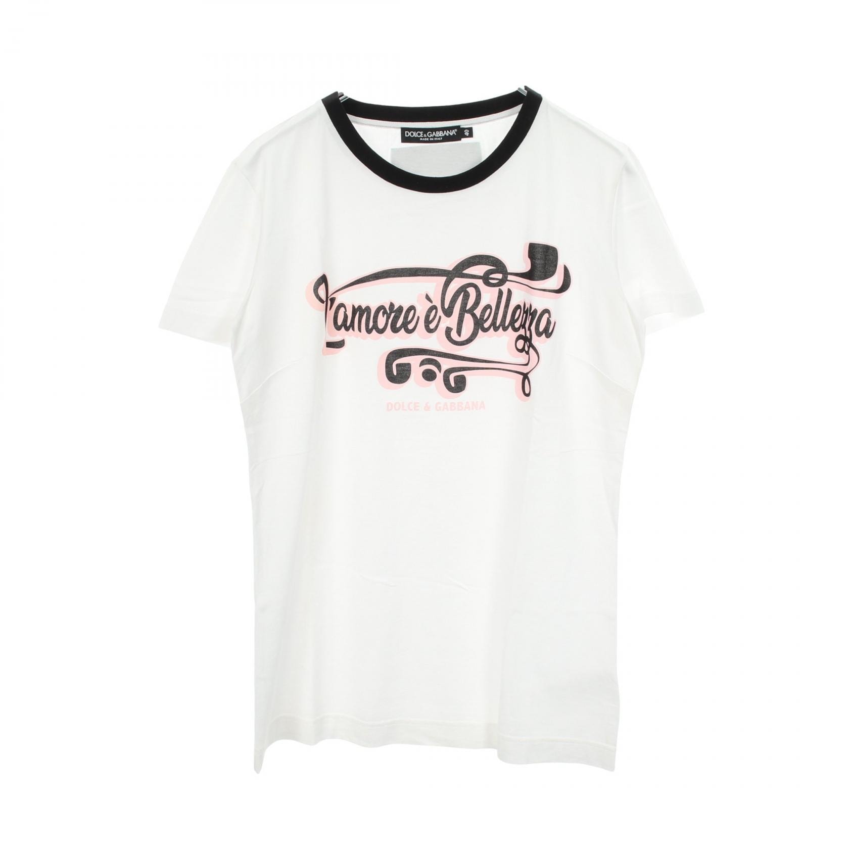ドルチェアンドガッバーナ DOLCE & GABBANA プリント 半袖Tシャツ 衣料品 トップス コットン レディース ホワイト系 / ブラック系 / ピンク系 F8H32T 【中古】