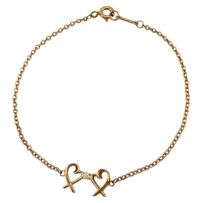 ティファニー ダブルラビングハート ブレスレット 18金 K18ピンクゴールド ダイヤモンド レディース TIFFANY&Co. 中古