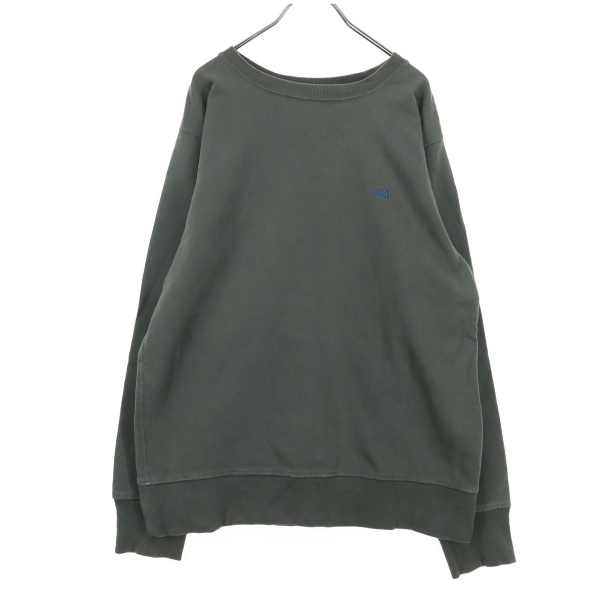 THE NORTH FACE ノースフェイス 日本製 ロゴ刺繍 長袖 丸襟 スウェット M グレー NT6903N