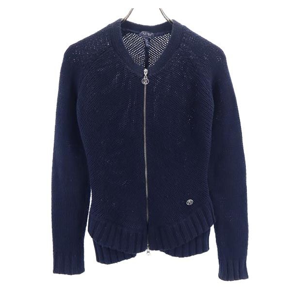 ARMANI JEANS アルマーニジーンズ ウールブレンド ニットジャケット S ネイビー系