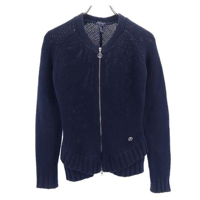 ARMANI JEANS アルマーニジーンズ ウールブレンド ニットジャケット S ネイビー系