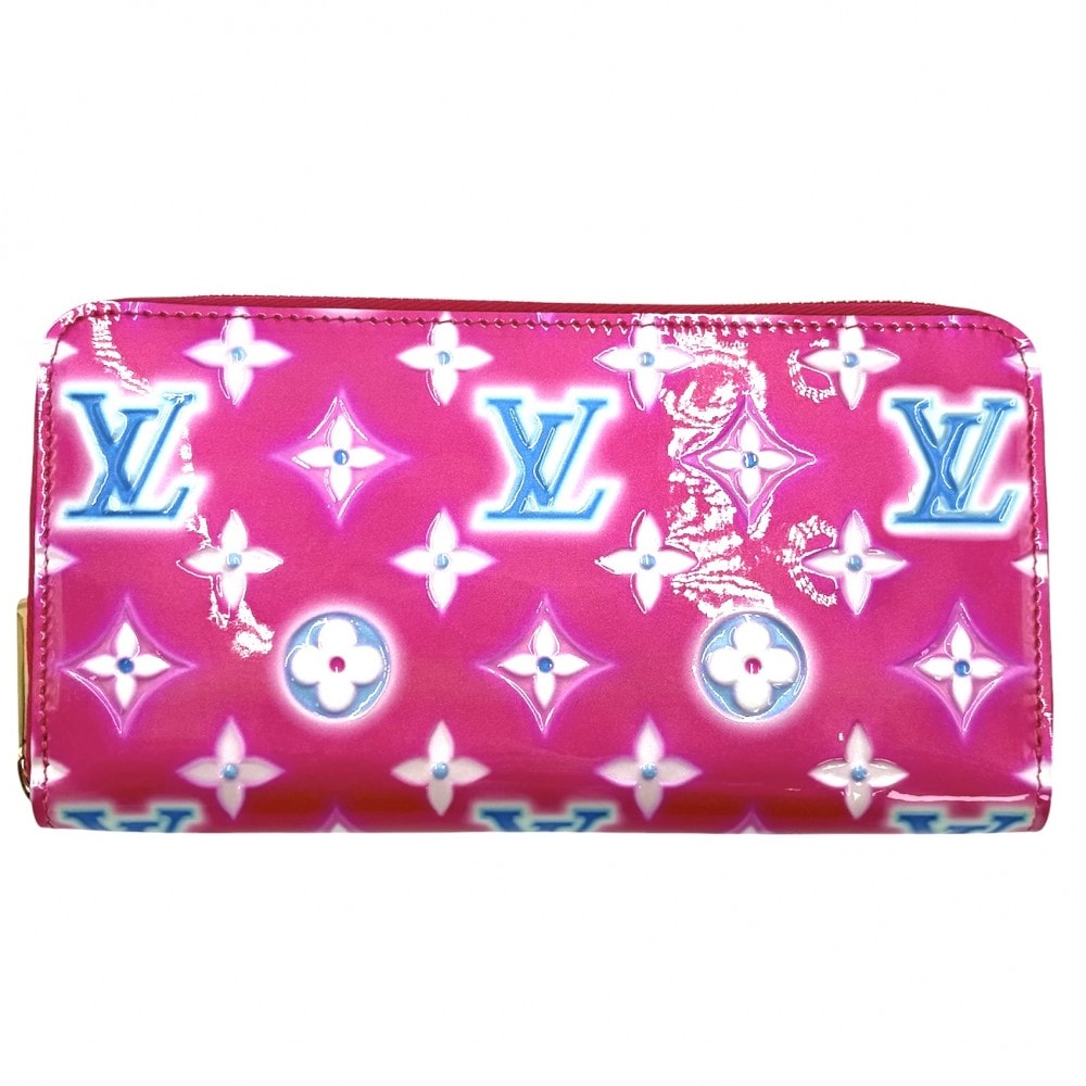 LOUIS VUITTON ルイヴィトン 長財布 ジッピーウォレット ロングウォレット ラウンドファスナー 2022年バレンタイン ピンク M81154 モノグラムヴェルニ    フューシャネオン ゴールド金具 レディース 美品【中古品】