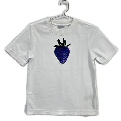 バーバリー ダニエルリー期 8089368 ストロベリープリント ホワイト クルーネックTシャツ S