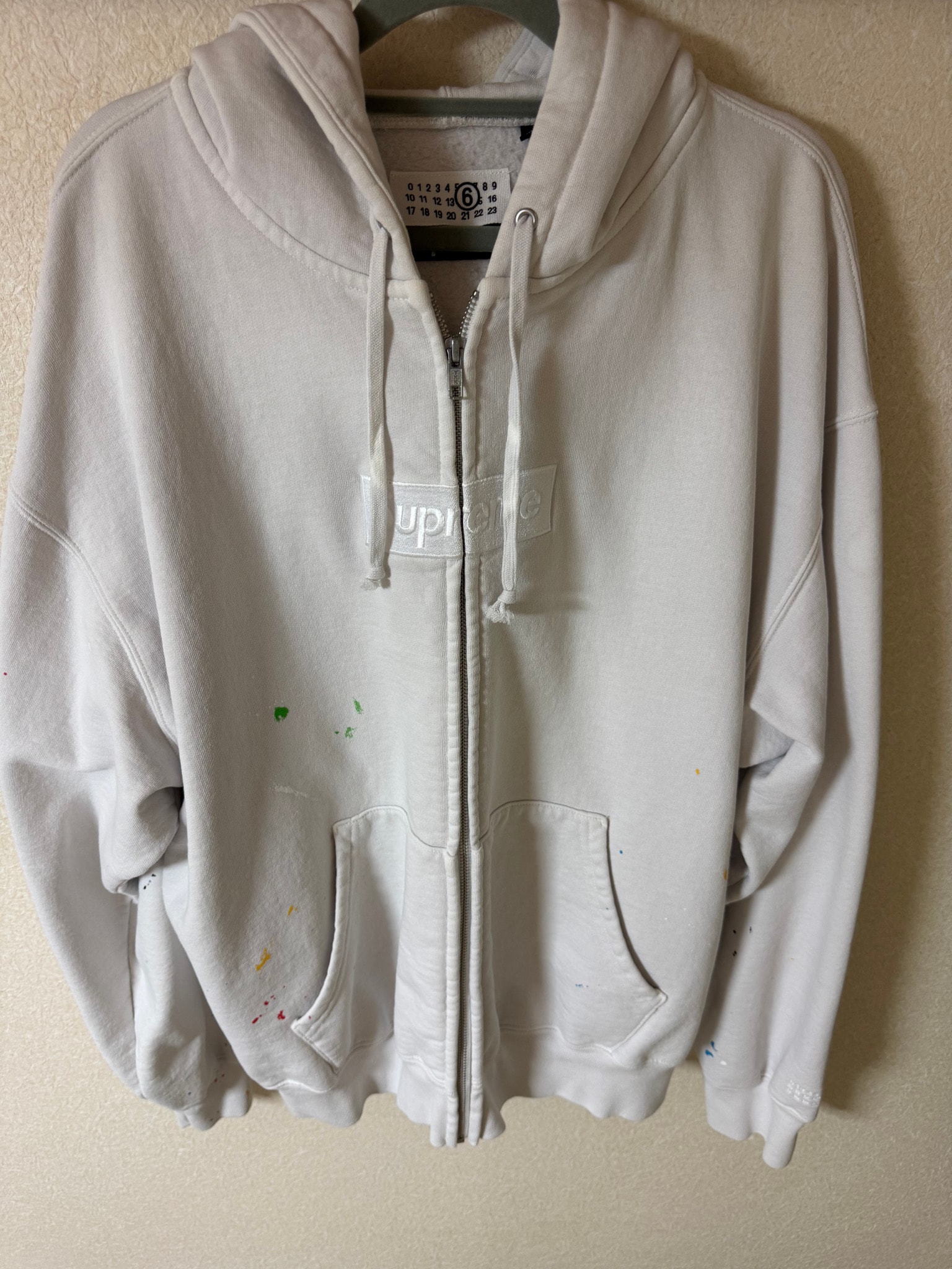 Supreme x MM6 Maison Margiela Box Logo Zip Up Hooded Sweatshirt "White"