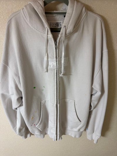 Supreme x MM6 Maison Margiela Box Logo Zip Up Hooded Sweatshirt "White"