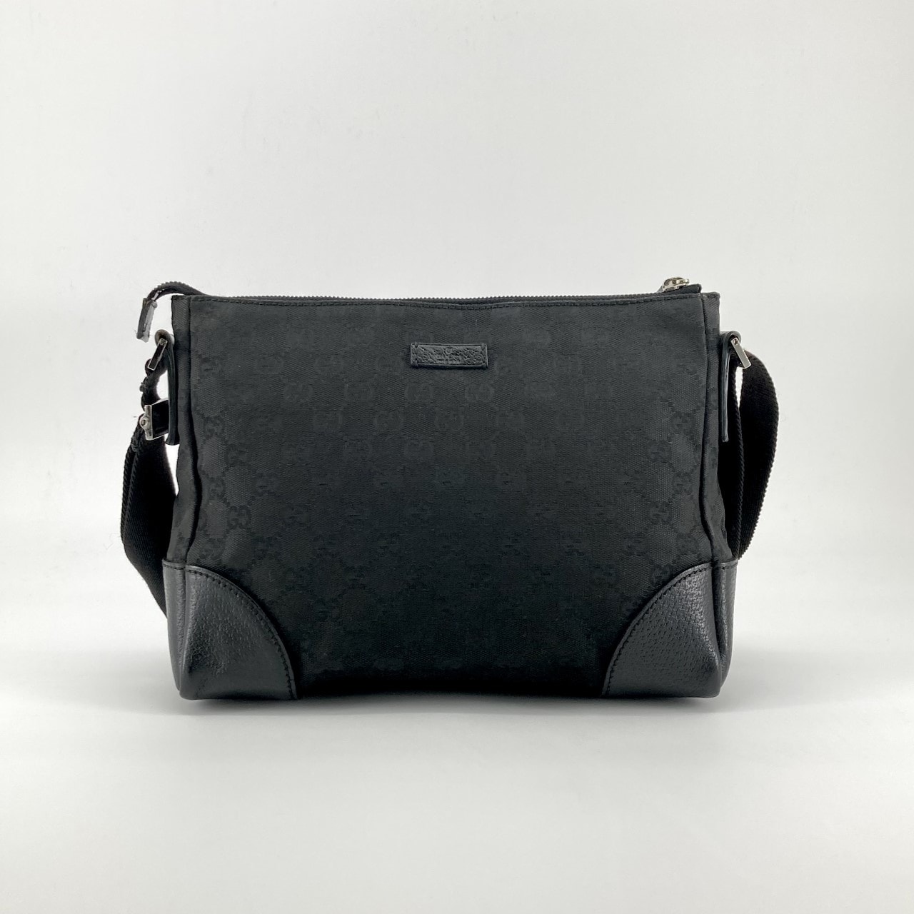 GUCCI(グッチ) GGキャンバス レザー 114273 ショルダーバッグ ブラック×シルバー