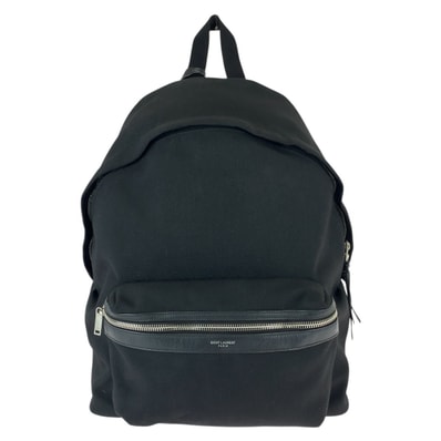 美品 SAINT LAURENT サンローラン シティ ブラック 黒 シルバー金具 キャンバス レザー/ リュックサック バックパック 600096 【中古】