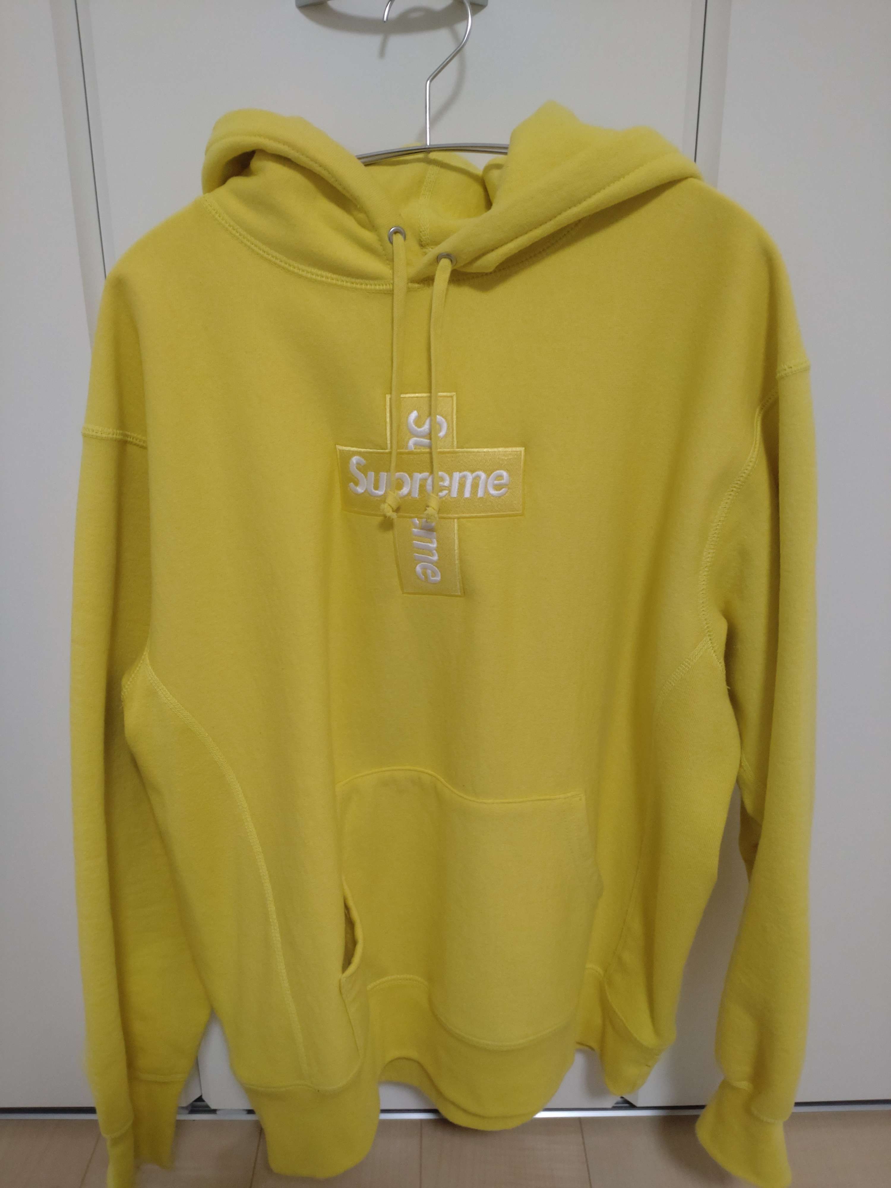 Supreme Cross Box Logo Hooded Sweatshirt "Yellow"