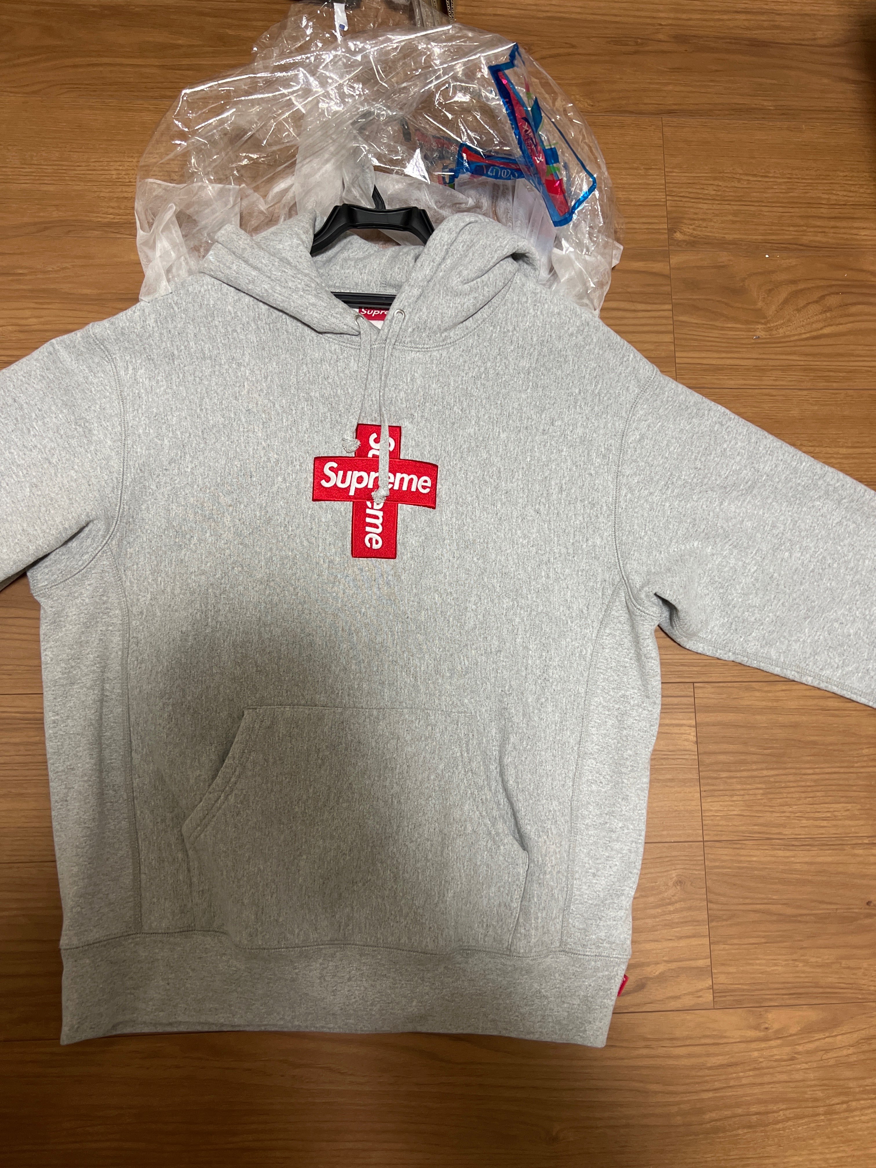 Supreme Cross Box Logo Hooded Sweatshirt "Grey"