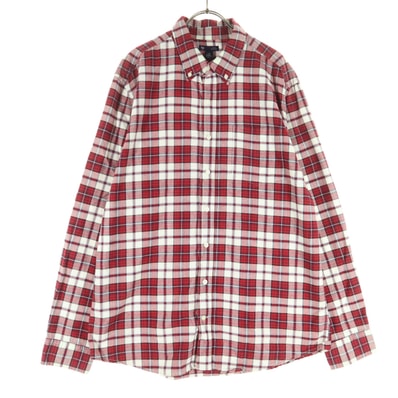美品 GAP ギャップ チェック柄 長袖 ボタンダウンシャツ XL レッド