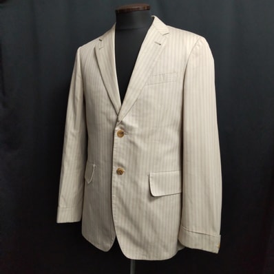 日本製★Paul Smith COLLECTION/ポールスミス★テーラードジャケット/背抜きスーツ【メンズL/175cm/ベージュ/ストライプ柄/春夏】Jacket◆BJ165-c