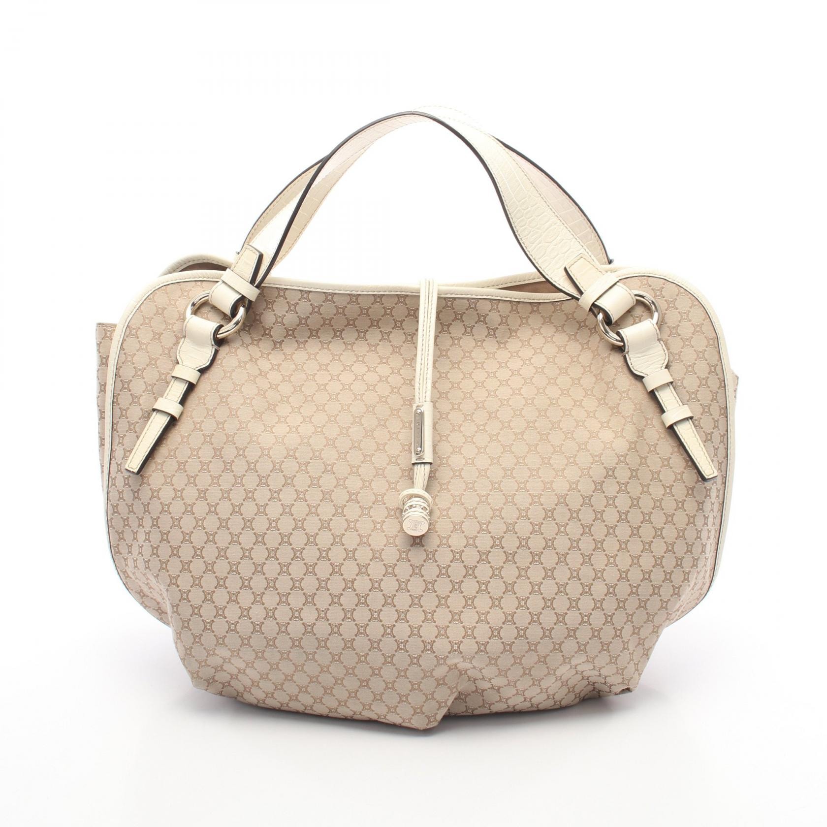 セリーヌ CELINE マカダム トートバッグ バッグ PVCコーティングキャンバス レザー レディース ベージュ系 / アイボリー系 【中古】