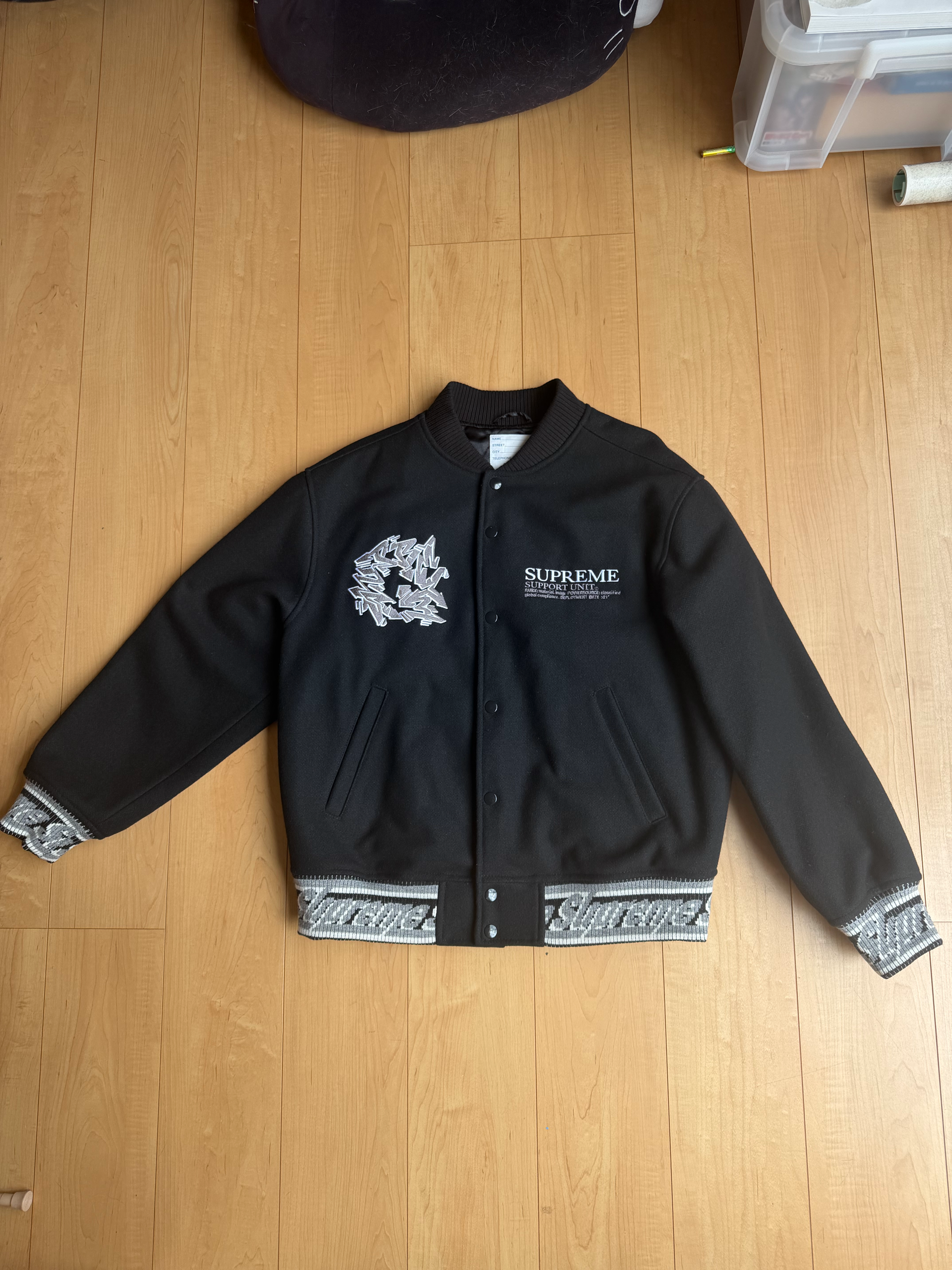 Supreme Support Unit Varsity Jacket "Black"