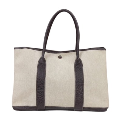 エルメス ガーデンパーティPM ハンドバッグ トワルアッシュ ブラウン レディース HERMES 中古