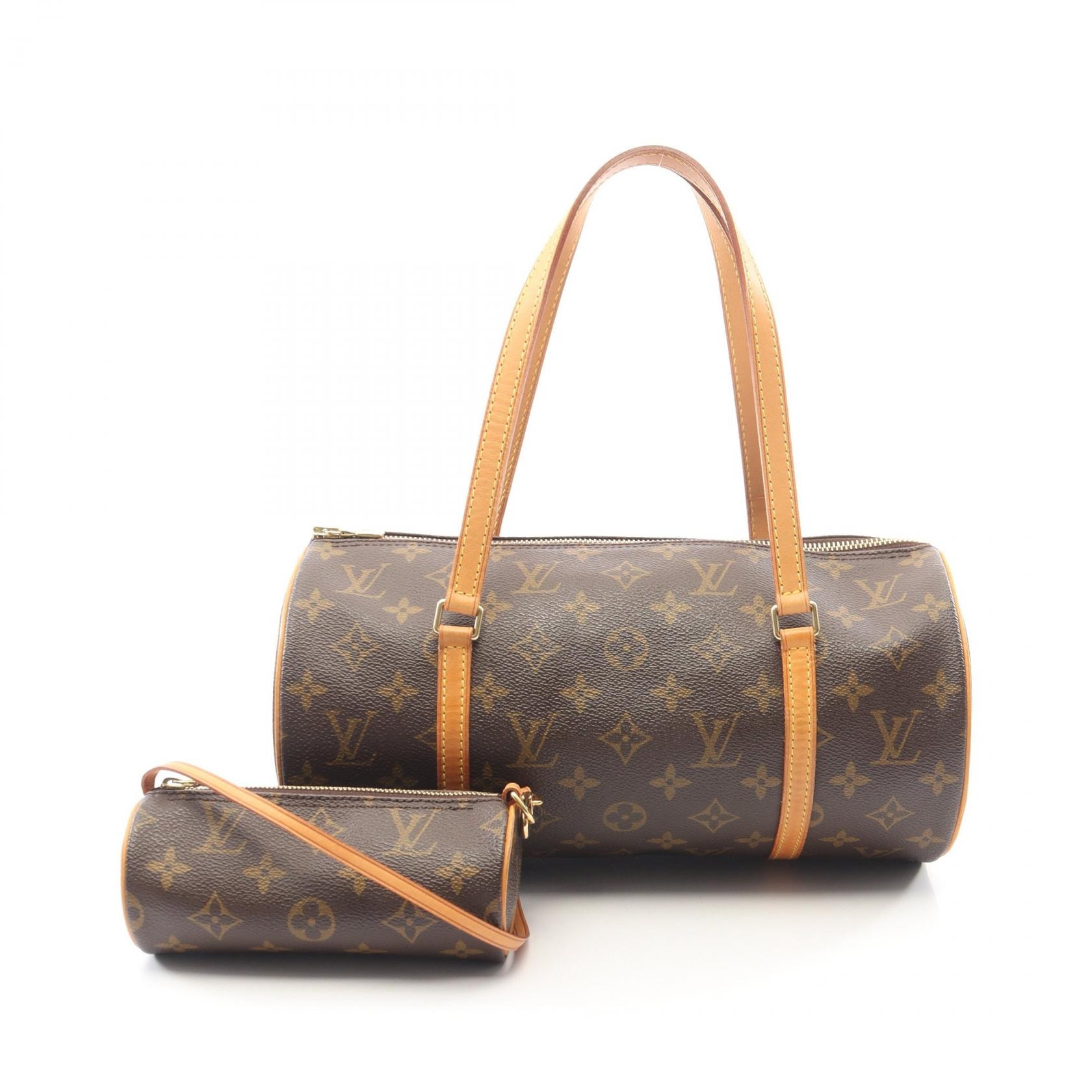 ルイ・ヴィトン LOUIS VUITTON パピヨン30 ハンドバッグ バッグ PVCコーティングキャンバス レザー モノグラム レディース ブラウン系 M51385 【中古】