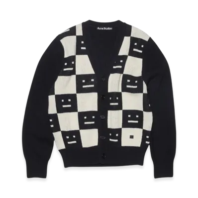 Acne Studios Wool Knit Cardigan "Black/Oatmeal Melange"