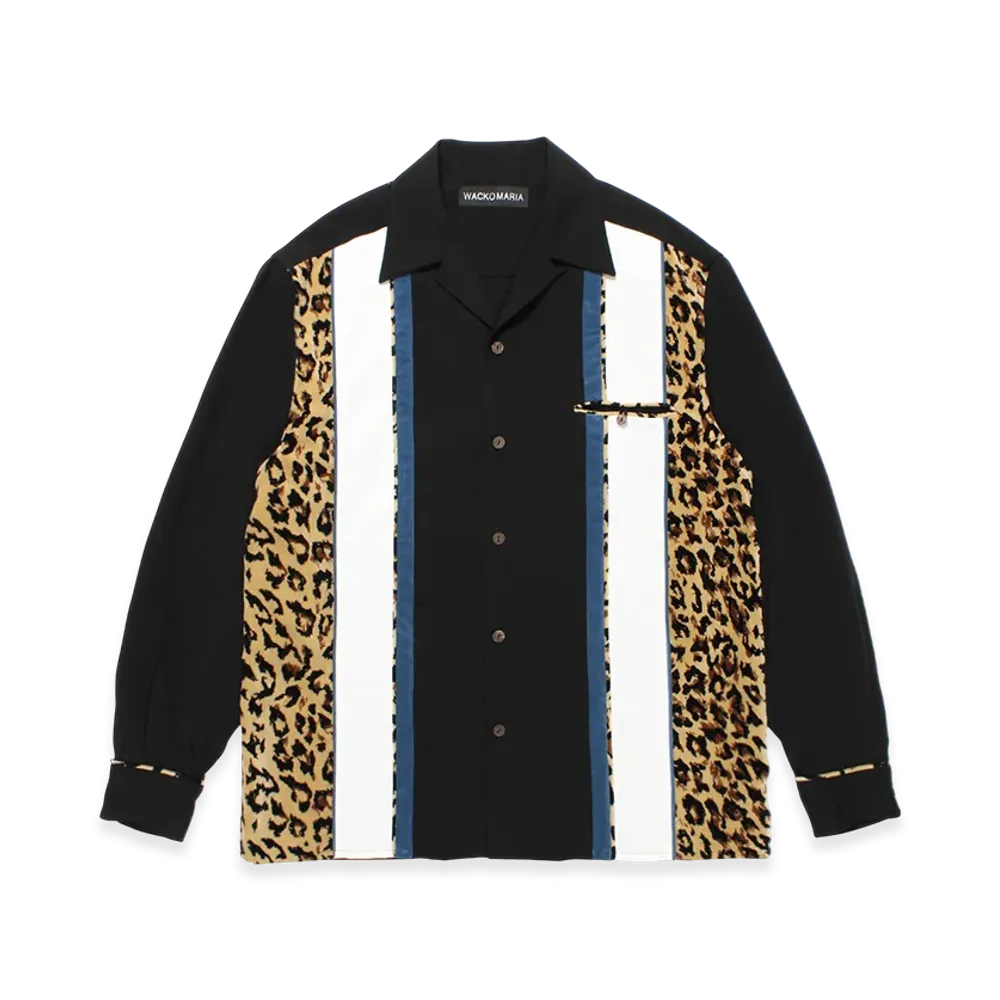 WACKO MARIA Switching WACKO MARIA 50 'S Open Collar Shirt "Black/Leopard"