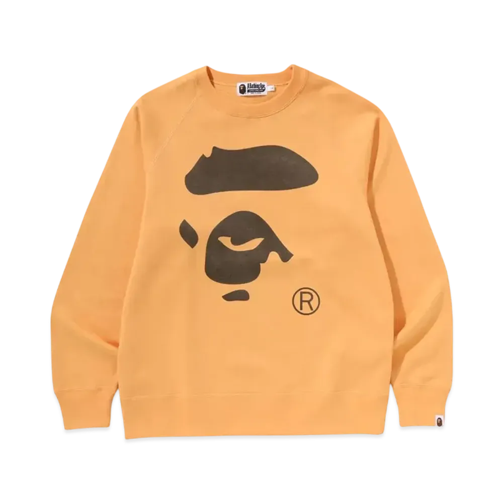 A BATHING APE Ape Face Crewneck Sweatshirt "Orange"