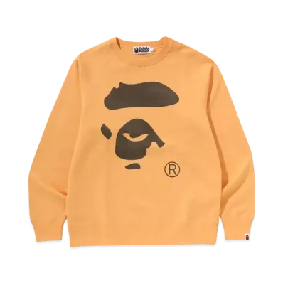 A BATHING APE Ape Face Crewneck Sweatshirt "Orange"