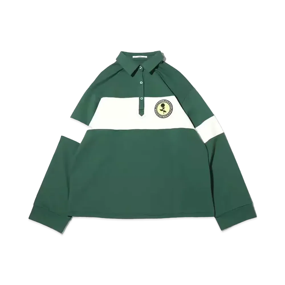 atmos pink Patch Color Scheme Rugby Shirt "Green"