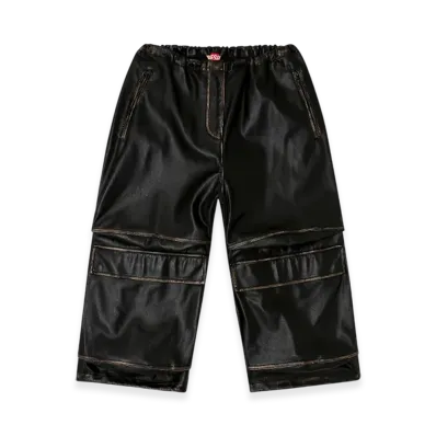 Diesel P-Dayetz-Short-Fem Pleather Cargo Bermuda Pants "Black"