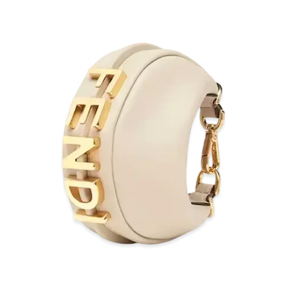 FENDI Nano Fendigraphy Leather Charm "Beige"