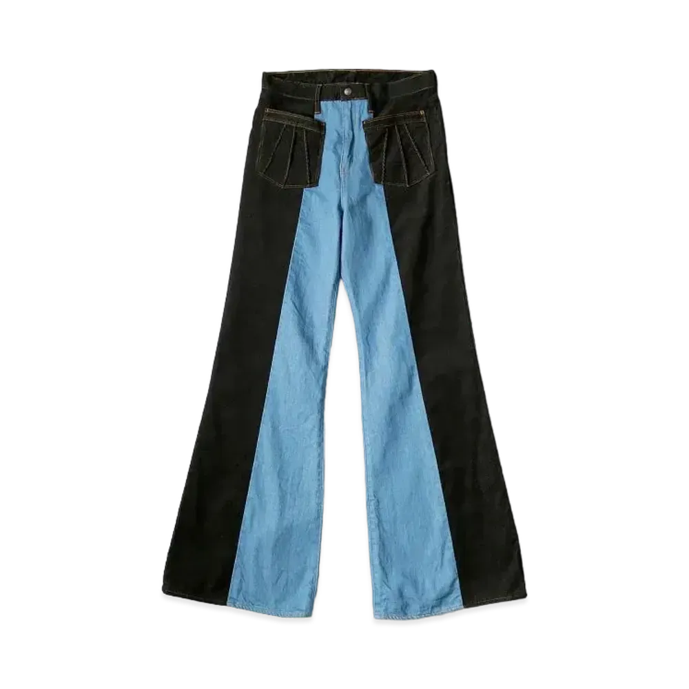 KAPITAL Corduroy Denim Gypsy Flare Pants "Black Indigo"