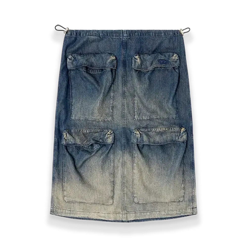 Diesel De-Megi-S Midi Skirt In Gradient Fluid Denim "Dark Blue"