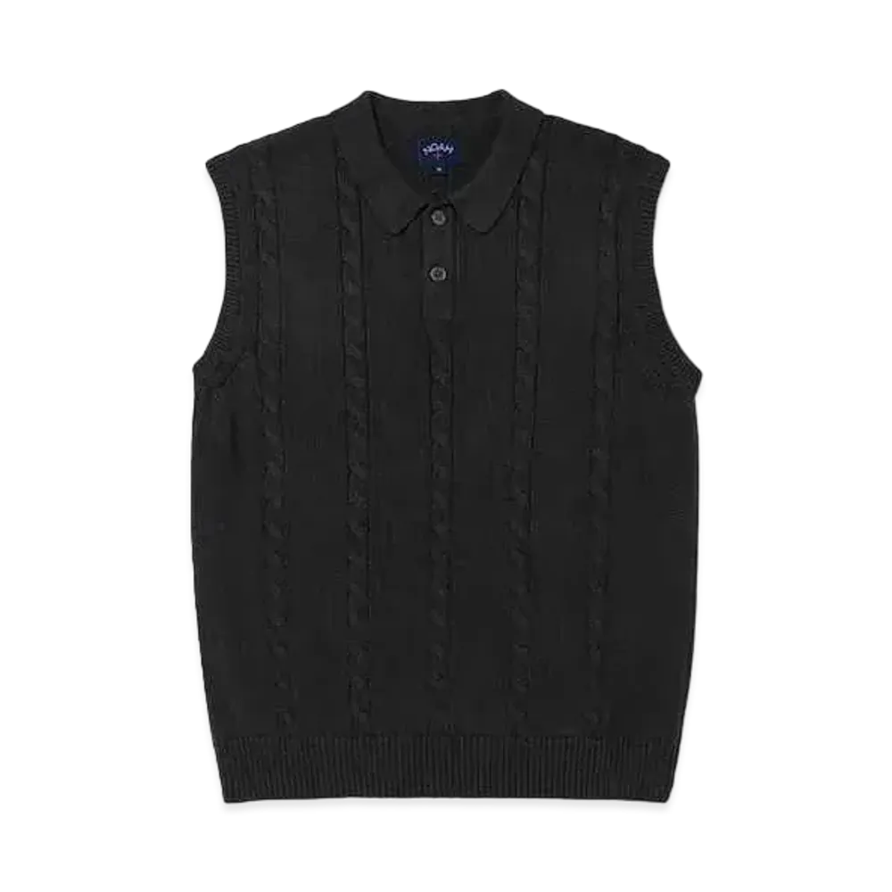 Noah Cotton Cable Sweater Vest "Black"