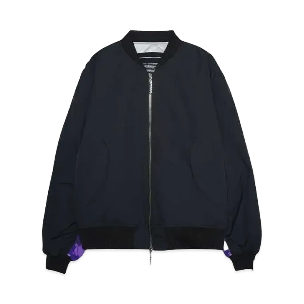 beauty:beast PI/EL CAMOFLAGE SWITCHING ARM BOMBER JACKET "BLACK/PURPLE"