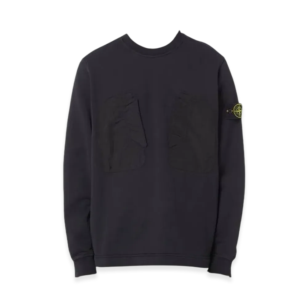 Stone Island 63954 Cotton Fleece Nylon Canvas Crewneck Sweatshirt - 23SS "Black"