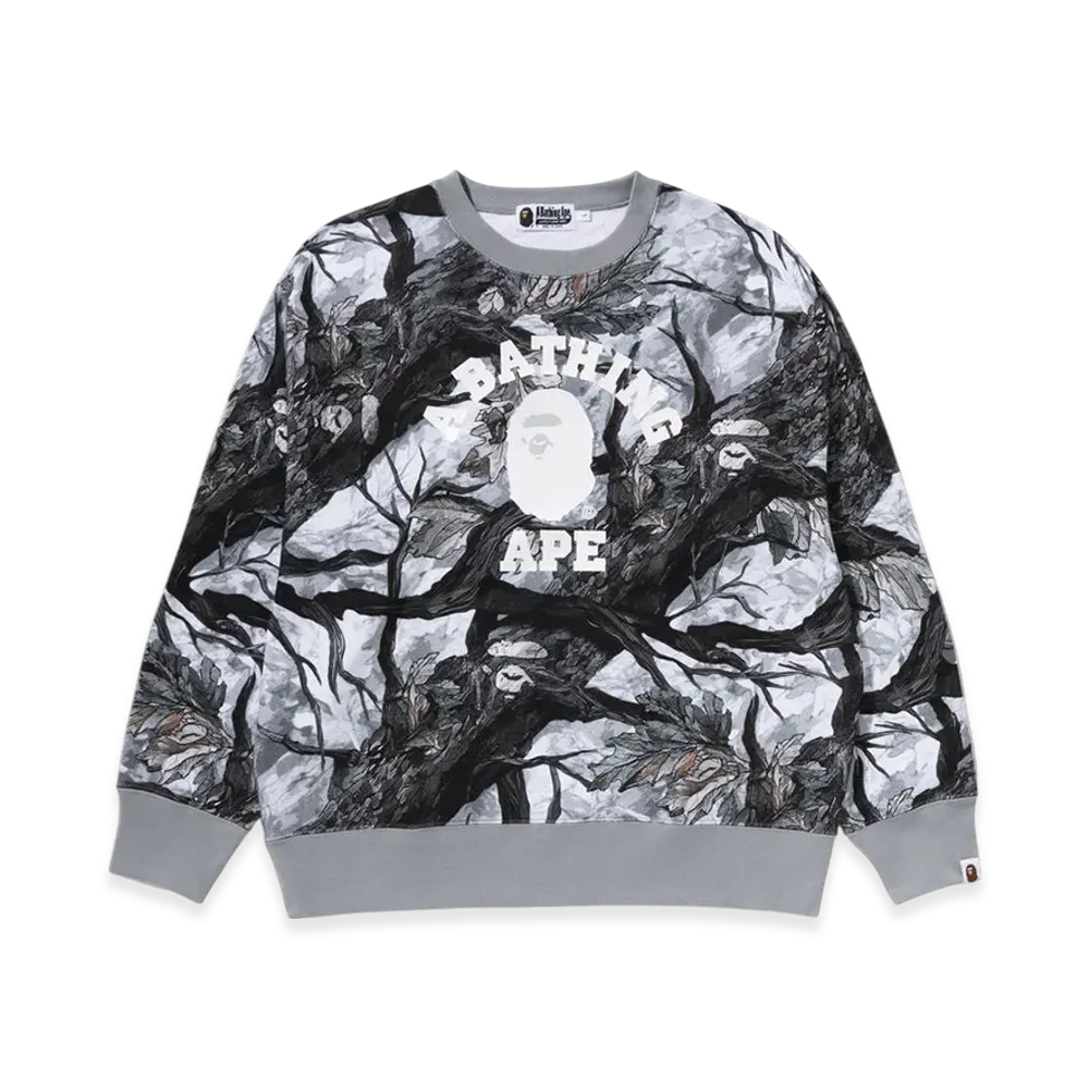 A BATHING APE College Relaxed Fit Crewneck Sweatshirt "White"