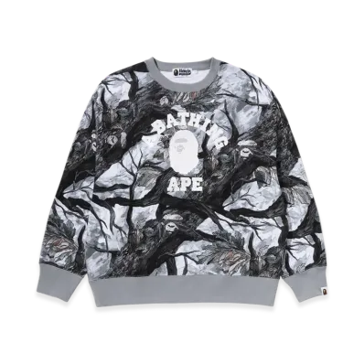 A BATHING APE College Relaxed Fit Crewneck Sweatshirt "White"