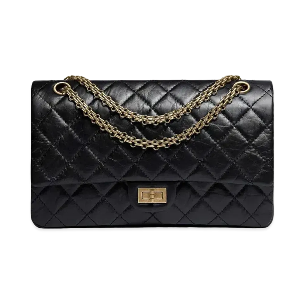 CHANEL 2.55 Large Hand Bags Aged Calfskin "Black"