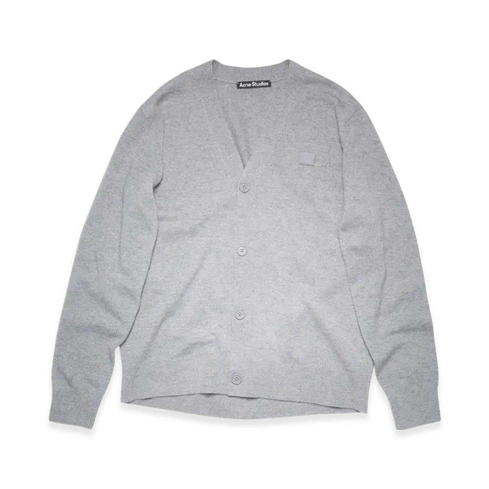 Acne Studios Keve Face V-Neck Cardigan "Grey Melange"
