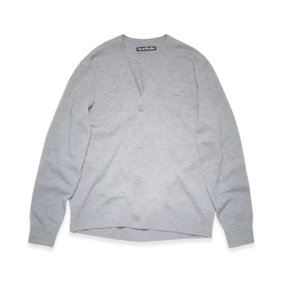 Acne Studios Keve Face V-Neck Cardigan "Grey Melange"