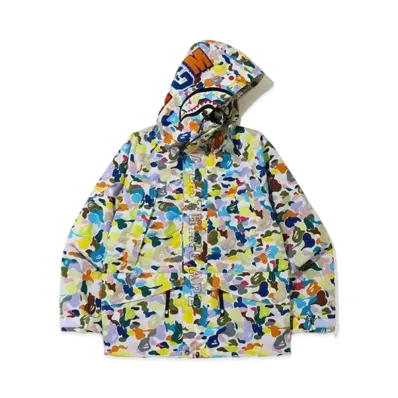A BATHING APE Multi Camo Shark Snowboard Jacket "White"